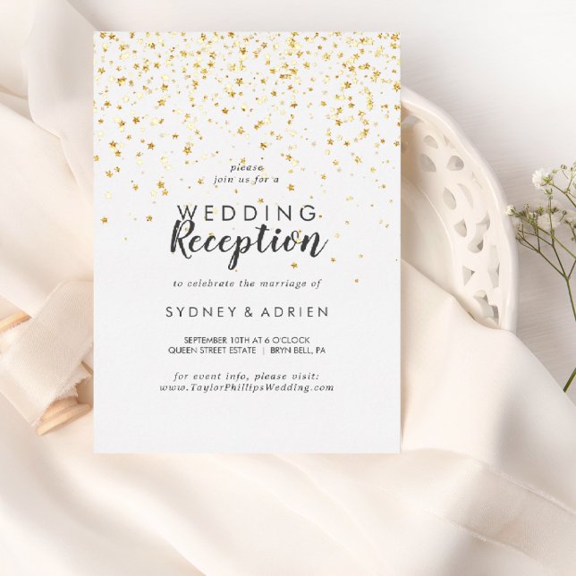 Gold Confetti Hochzeitsempfang nur Gold Folieneinladung (Von Creator hochgeladen)