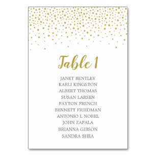 Gold Confetti Hochzeitskarte   Eigene Farbe Tischnummer
