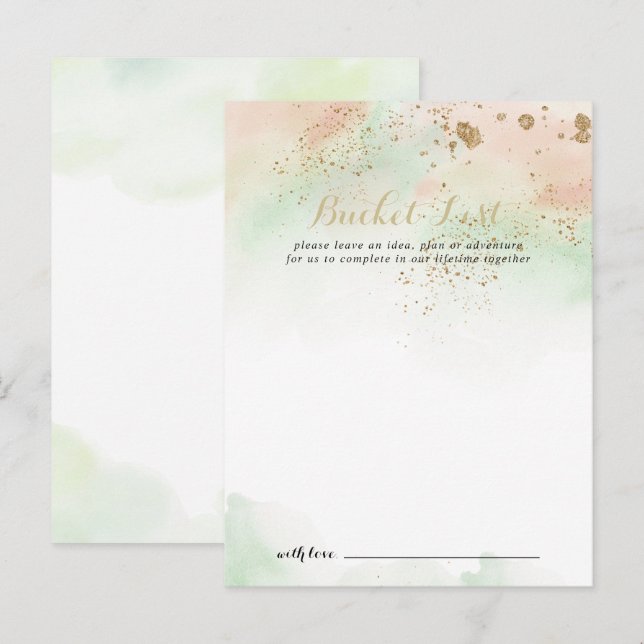 Gold Confetti Hochzeitszettelkarten für Wasserfarb Postkarte (Vorne/Hinten)