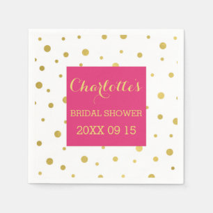 Gold Confetti Hot Pink Brautparty Serviette