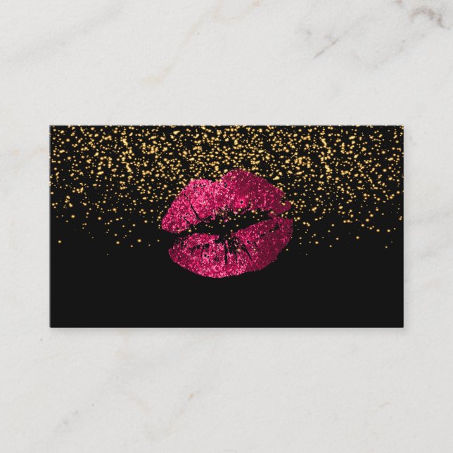 Gold Confetti & Hot Pink Lippen Visitenkarte (Vorderseite)