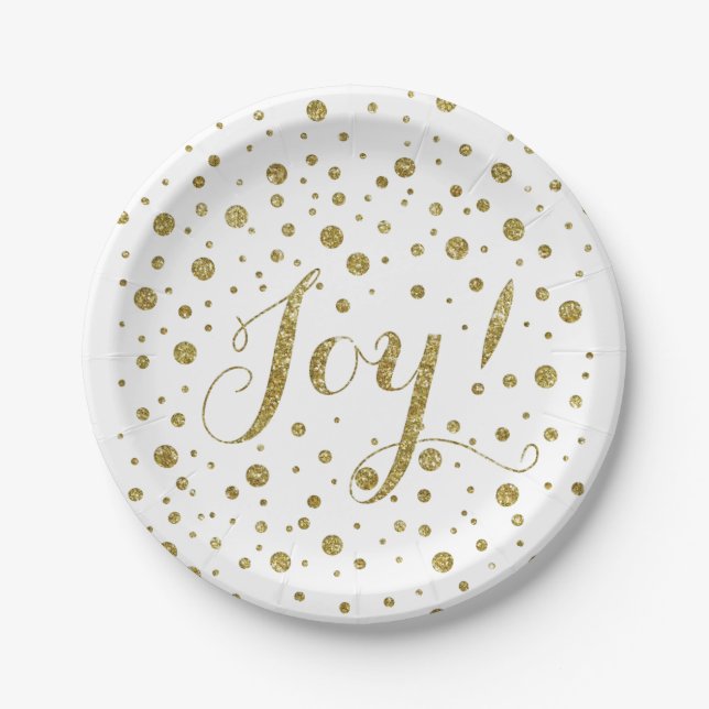 Gold Confetti Joy Sparkle Pappteller (Vorderseite)