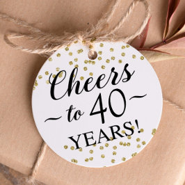Gold Confetti jubelt auf 40 Jahre Gunst Tags Geschenkanhänger