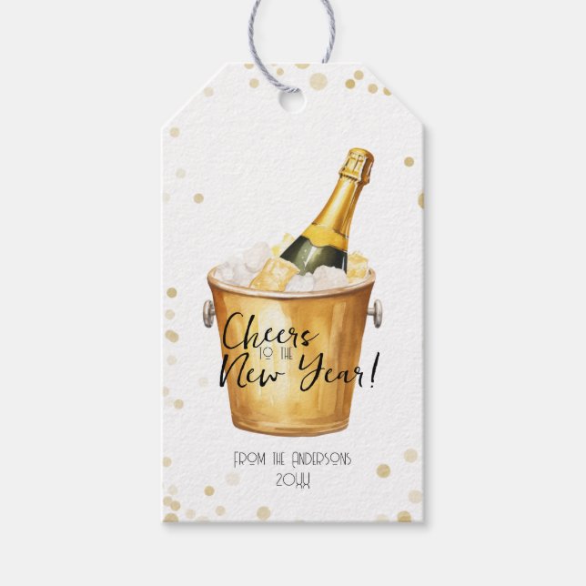 Gold Confetti jubelt für das neue Jahr Geschenkanhänger (Vorderseite)