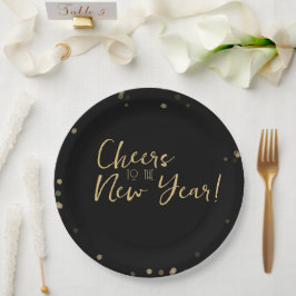 Gold Confetti jubelt für das neue Jahr Pappteller