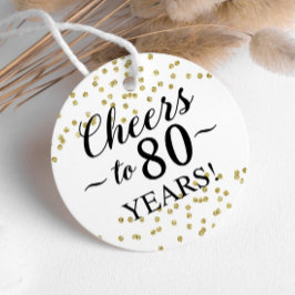 Gold Confetti jubelt zu 80 Jahren Gunst Tags Geschenkanhänger