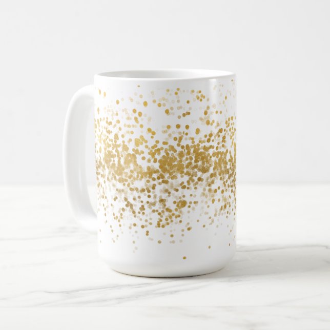Gold Confetti Kaffeetasse (Vorderseite Links)