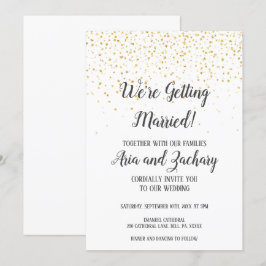 Gold Confetti Kalligraphie Wir werden heiraten Einladung
