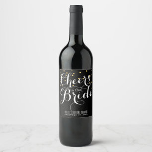 Gold Confetti KEERS TO BRIDE Bridal Wine Weinetikett