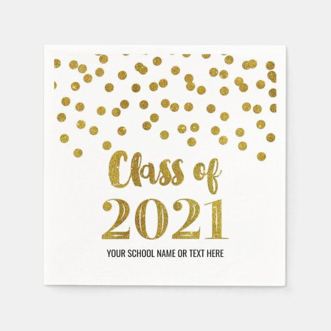 Gold Confetti-Klasse 2021 Abschluss Serviette (Vorderseite)