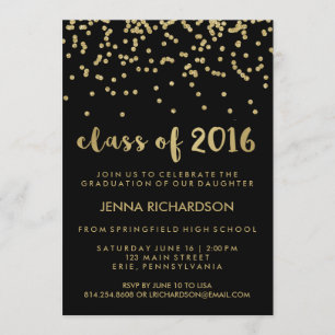 Gold Confetti Klasse von 2016 Graduation Party Bla Einladung