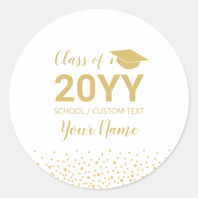 Gold Confetti Klasse von 2022 Graduation Party Gef Runder Aufkleber (Vorderseite)