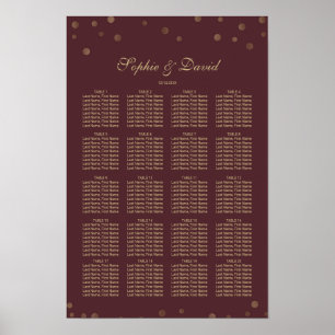 Gold Confetti Liebe Burgundy Wedding Chart Poster