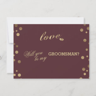 Gold Confetti Liebe Burgundy Wedding Trauzeuge Einladung