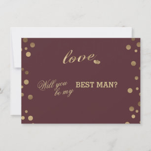 Gold Confetti Liebe Burgundy Wedding Trauzeuge Einladung