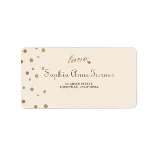 Gold Confetti Liebe Champagne Wedding Adressaufkleber