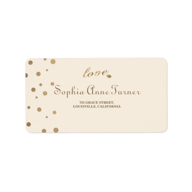 Gold Confetti Liebe Champagne Wedding Adressaufkleber (Vorne)