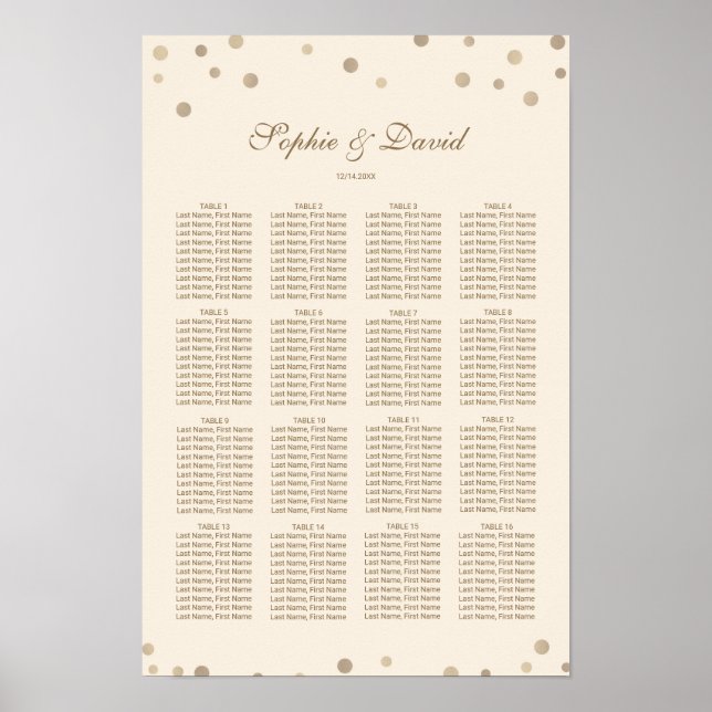 Gold Confetti Liebe Champagne Wedding Poster (Vorne)