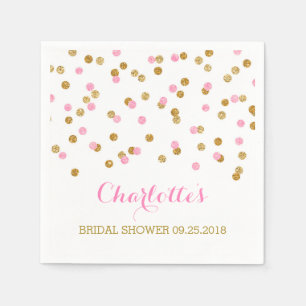 Gold Confetti Light Pink Brautparty Serviette