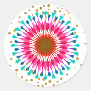 Gold Confetti Lotus Blume Glitzer Hochzeit Runder Aufkleber