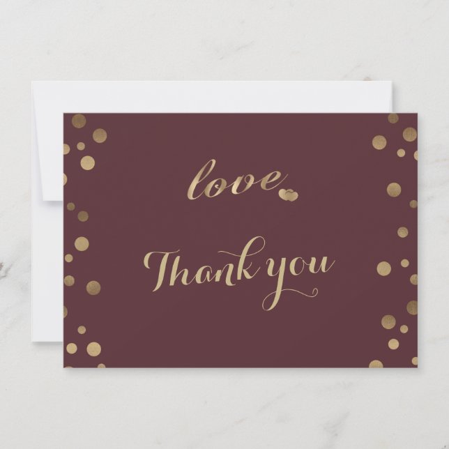 Gold Confetti Love Bourgogne Mariage Merci (Devant)
