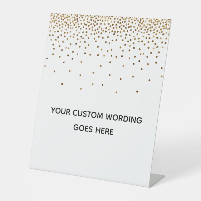 Gold Confetti machen Sie es selbst maßgeschneidert Sockelschild (Vorderseite)