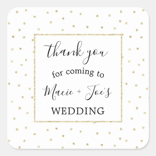 Gold Confetti mariage faveur merci sticker (Devant)