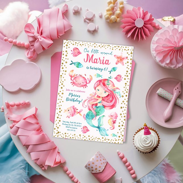 Gold confetti Mermaid Sea Invitation d'anniversair (Créateur téléchargé)