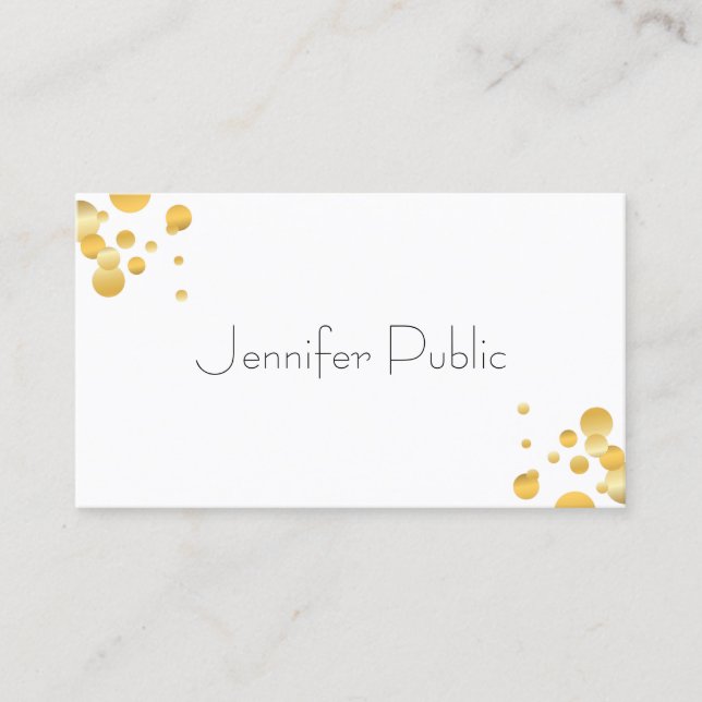 Gold Confetti Moderne Elegante Minimalistische Vor Visitenkarte (Vorderseite)