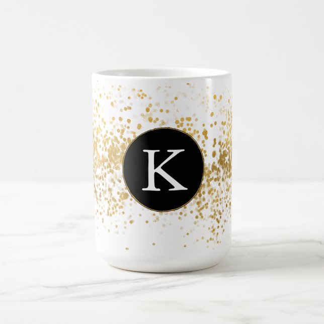 Gold Confetti Monogram Kaffeetasse (Mittel)