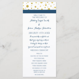 Gold Confetti Navy Blue Wedding Program Programm