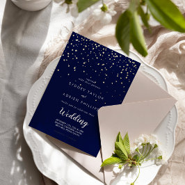Gold Confetti|Navy Informal Wedding Gold Folieneinladung