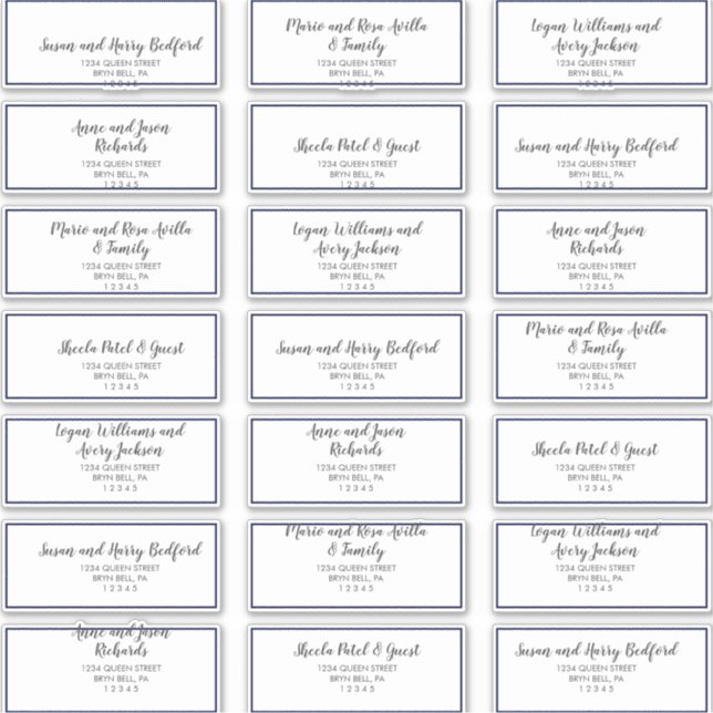 Gold Confetti | Navy Wedding Guest Address Labels (Vorderseite)