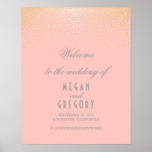 Gold Confetti Partikel Blush Wedding Willkommensze Poster