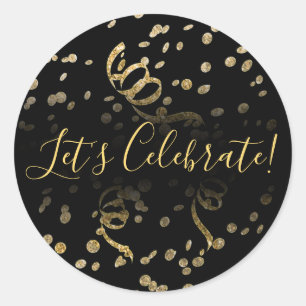 Gold Confetti Party Celelbrate Runder Aufkleber