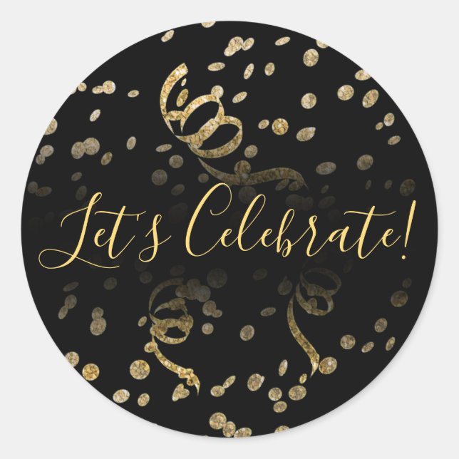 Gold Confetti Party Celelbrate Runder Aufkleber (Vorderseite)