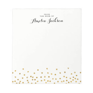 Gold Confetti Personalisiert Notepad Stationery Notizblock