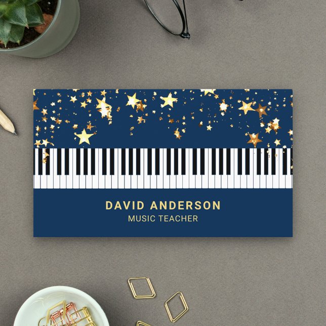 Gold Confetti Piano Keyboard Musiker Pianist Visitenkarte (Von Creator hochgeladen)