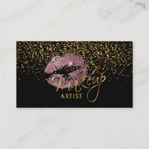 Gold Confetti & Pink Rose Lips - Makeup Visitenkarte