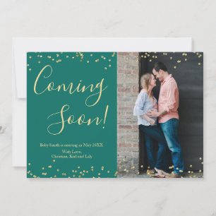 Gold Confetti Pregnancy Ankündigung Karte auf Gree