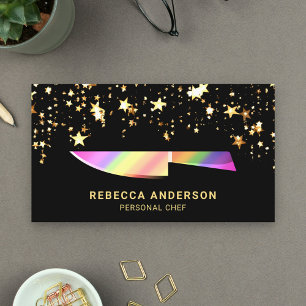 Gold Confetti Rainbow Kitescher Persönlicher Koch Visitenkarte