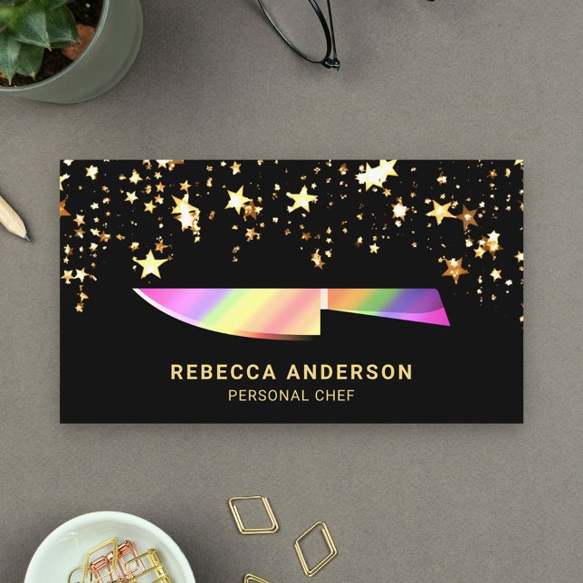 Gold Confetti Rainbow Kitescher Persönlicher Koch Visitenkarte (Von Creator hochgeladen)