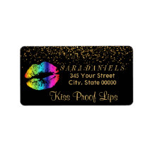 Gold Confetti & Regenbogen Lippen auf dem Schwarze