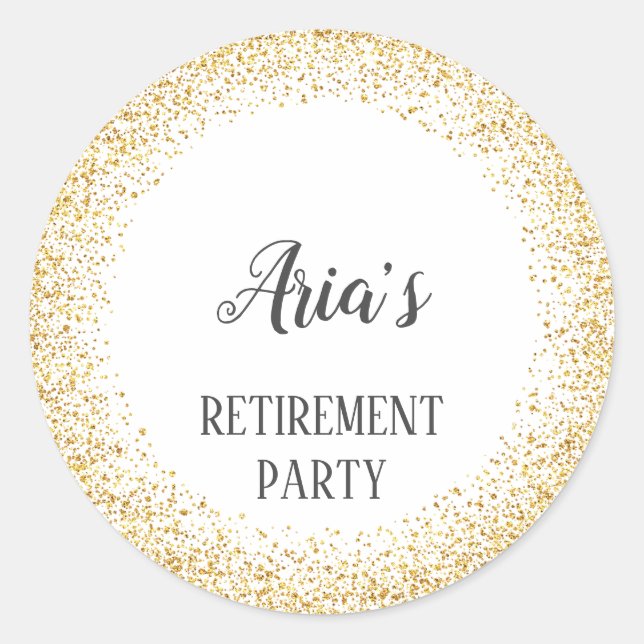 Gold Confetti Rentirement Party Umschlag Aufkleber (Vorderseite)