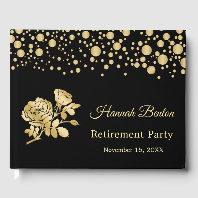 Gold Confetti Rose Rente Party Gästebuch (Vorderseite)