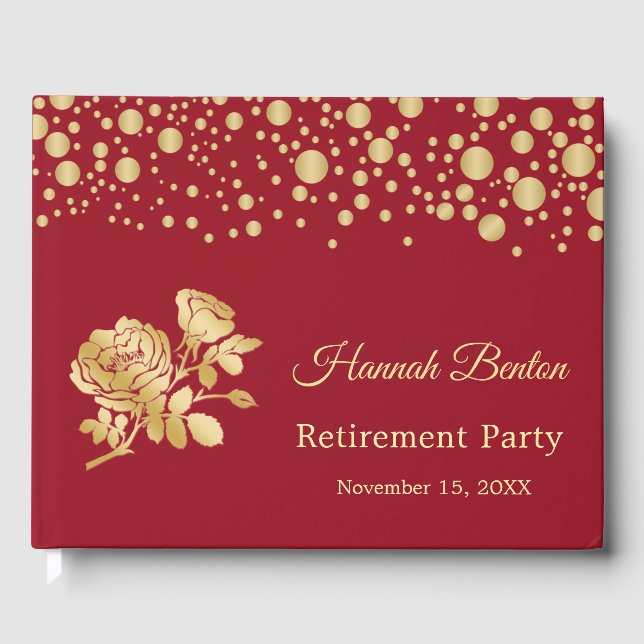 Gold Confetti Rose Rente Party Gästebuch (Vorderseite)