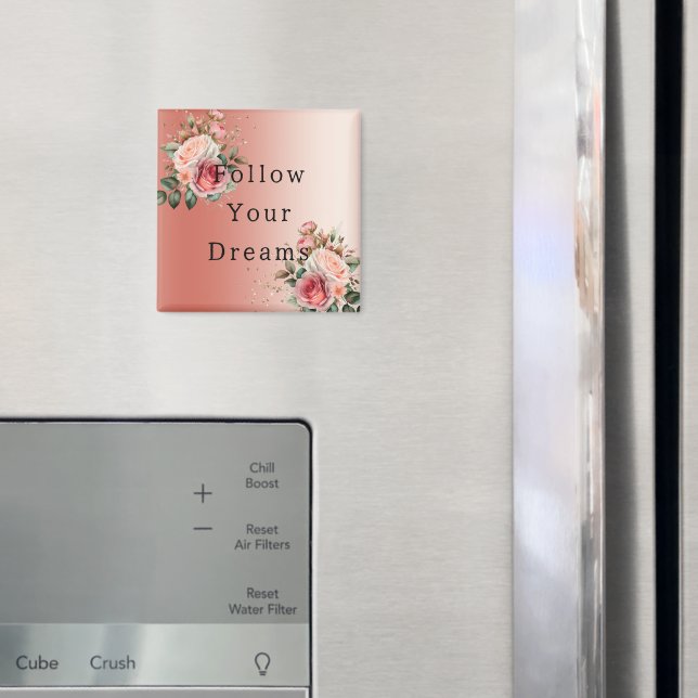 Gold Confetti Roses Roses Floral Magnet (In Situ (Kühlschrank))
