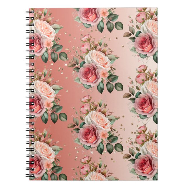 Gold Confetti Roses Roses Floral Notizblock (Vorderseite)