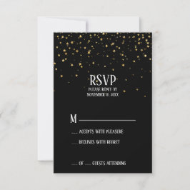 Gold Confetti RSVP-Karte für das Schwarze Jubiläum RSVP Karte