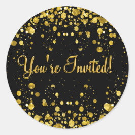 Gold Confetti Runder Aufkleber